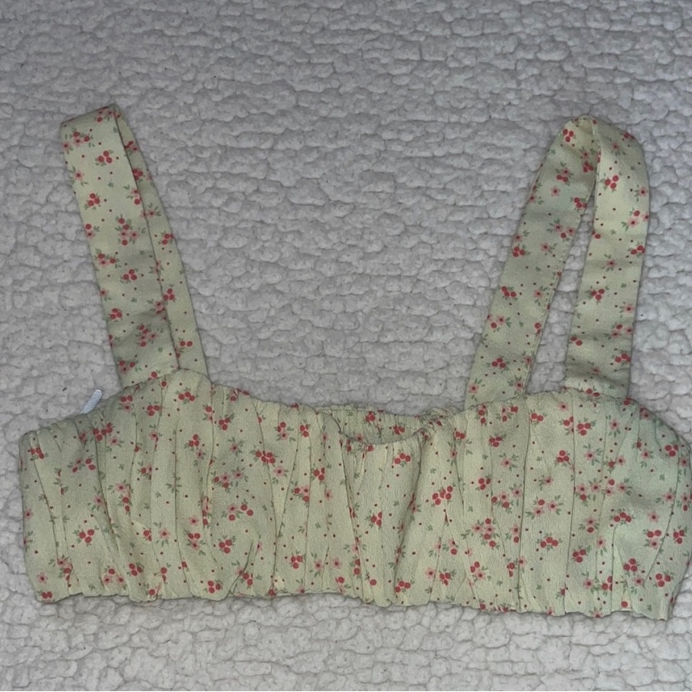 Princess Polly Floral Crop Top - Yellow and Red